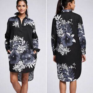 Banana Republic NEW Heritage Collection Black Linen Popover Shirt Dress SZ 12